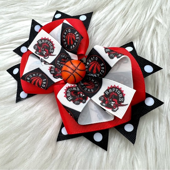 🎀🏀 NBA Toronto Raptors Hair Bow Barrette Clip Headband 🏀🎀 - Picture 2 of 4